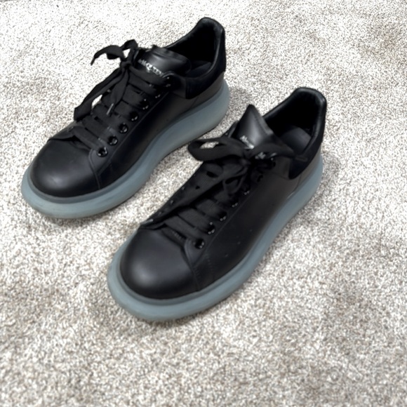 Alexander McQueen Black Sneakers with Blue Sole